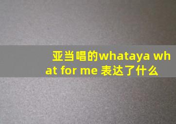 亚当唱的whataya what for me 表达了什么